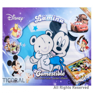LAMINA COMESTIBLE MICKEY BEBE P/TORTAS 27CM x 21CM x 1